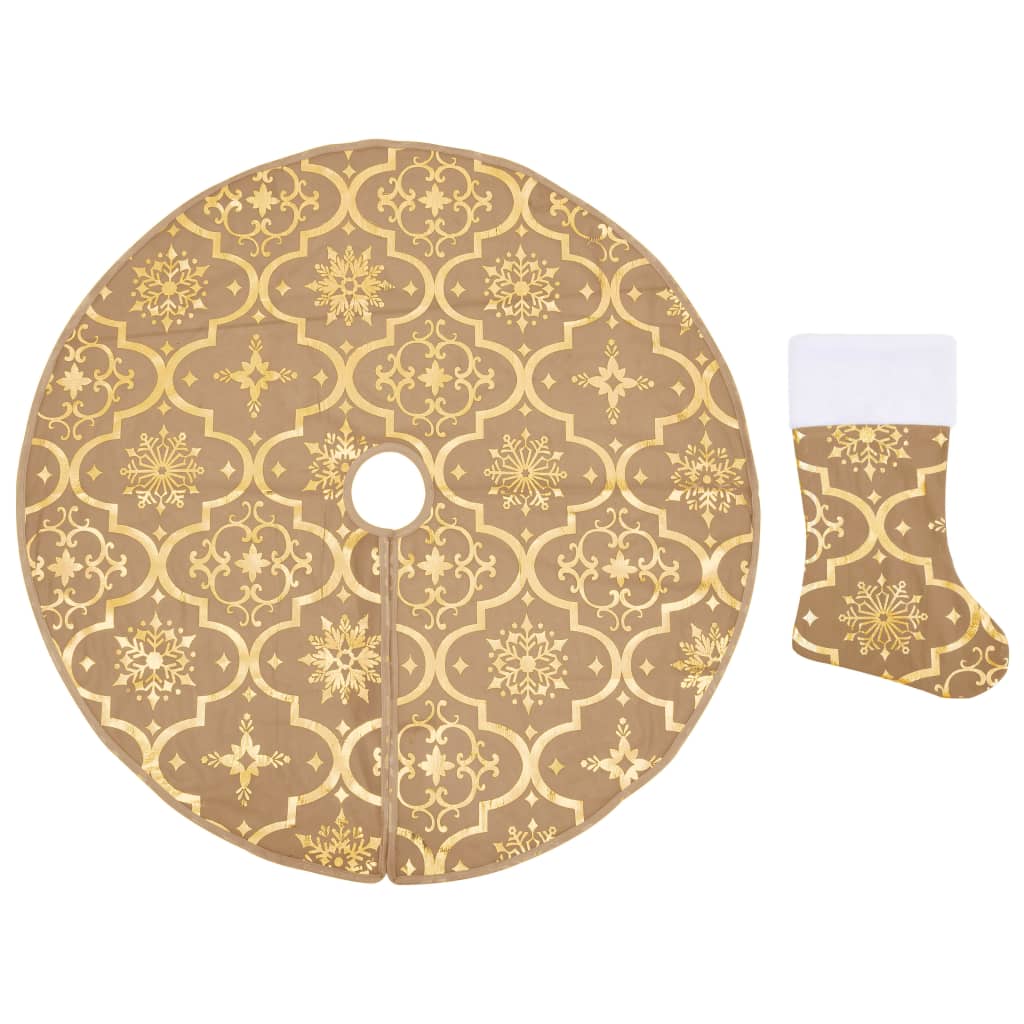 Luxury Christmas Tree Skirt 122 cm – Elegant Gold Design and Soft Fabric Finish