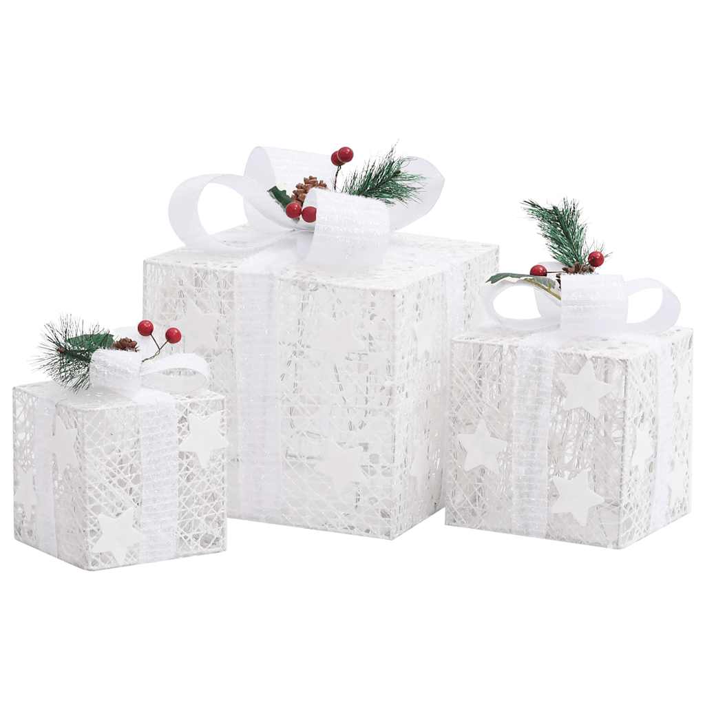 LED Gift Boxes – 3-Piece Lighted Set (Indoor/Outdoor) – Christmas Decoration with 8 Light Effects