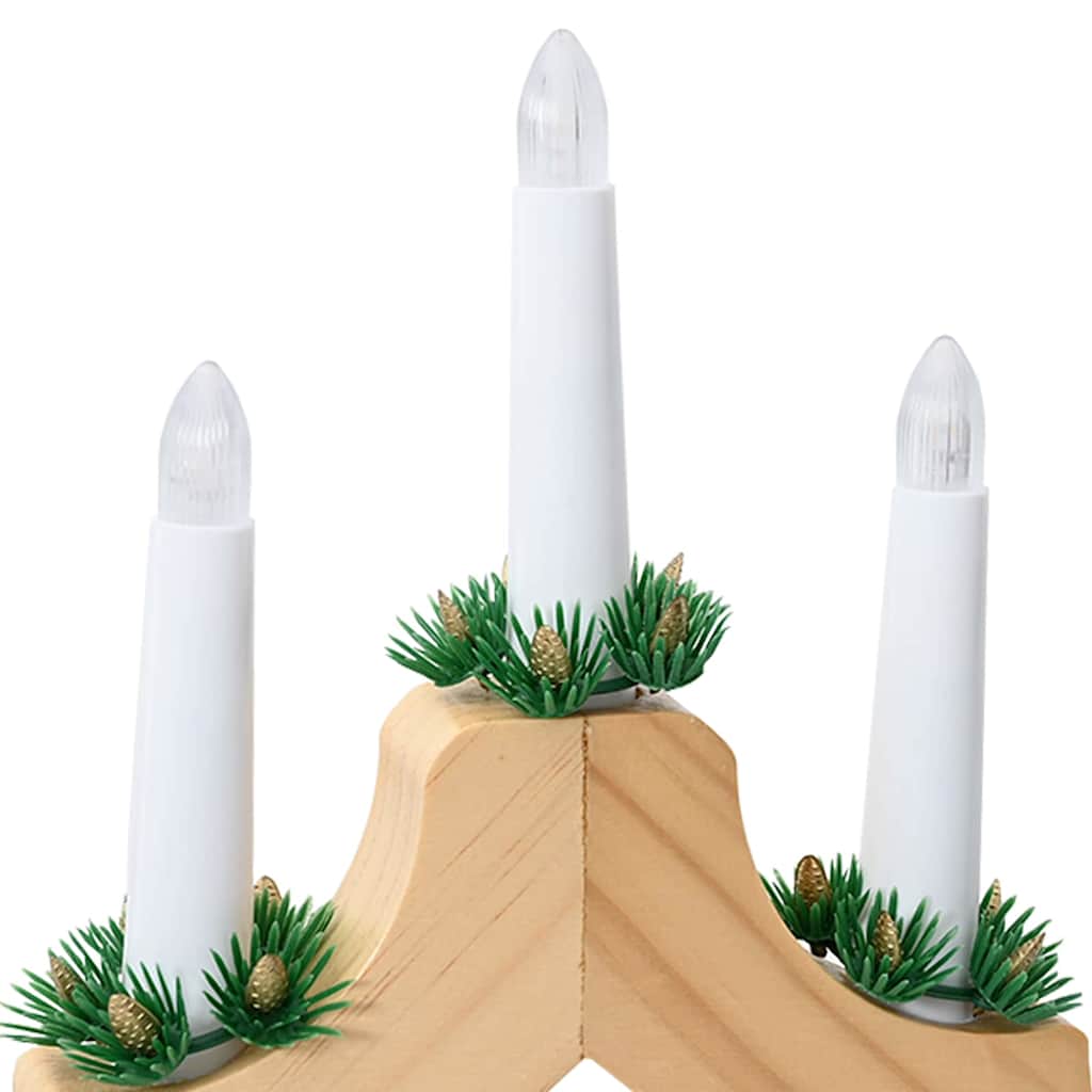 Christmas Candle Bridge with 7 LED Lights – Classic Window Decoration in Natural Wood