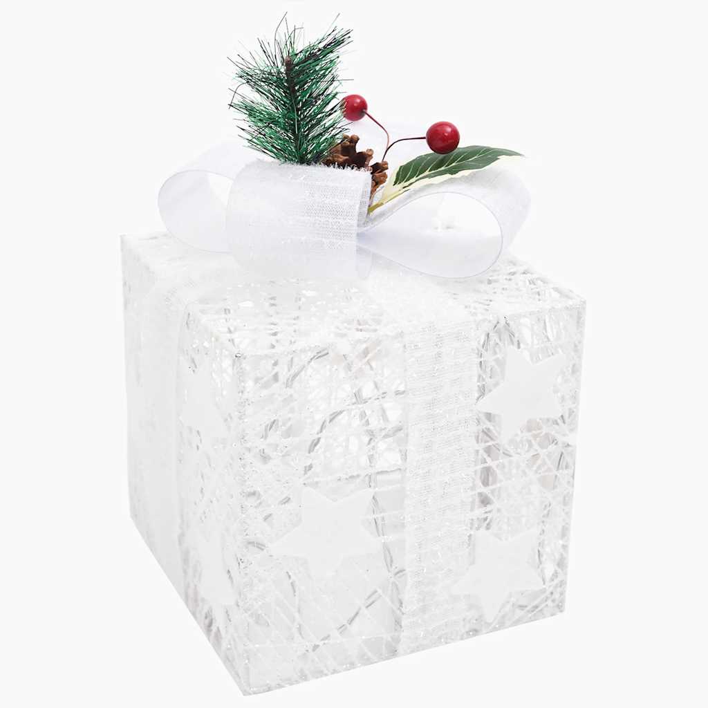 LED Gift Boxes – 3-Piece Lighted Set (Indoor/Outdoor) – Christmas Decoration with 8 Light Effects