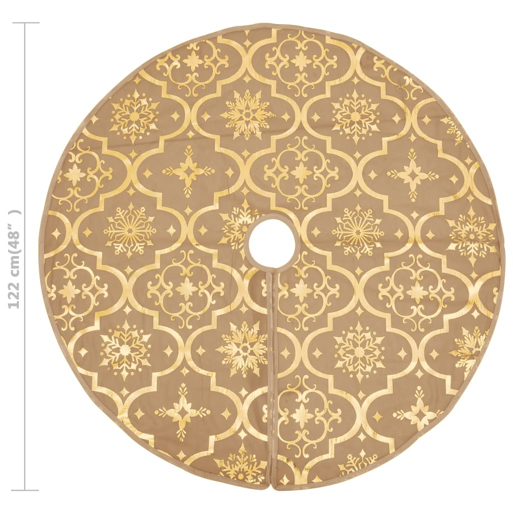Luxury Christmas Tree Skirt 122 cm – Elegant Gold Design and Soft Fabric Finish