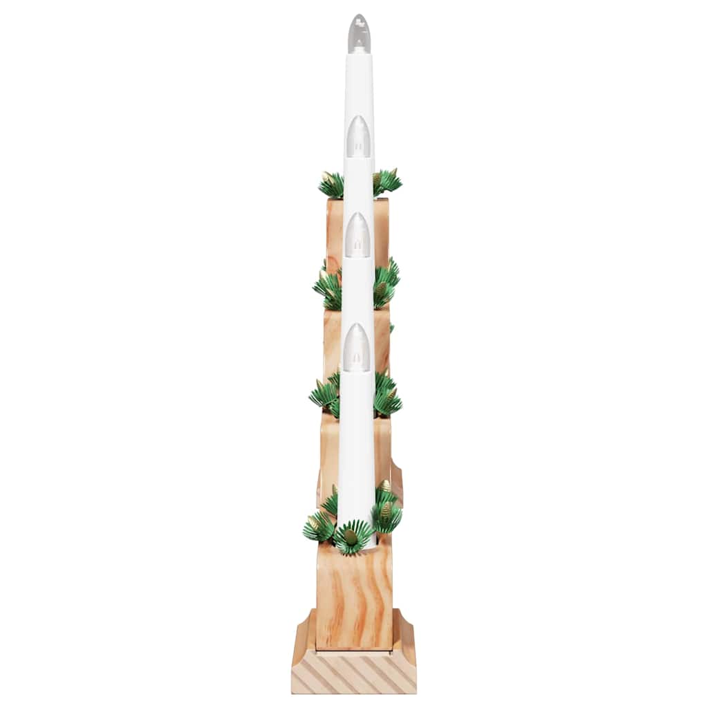 Christmas Candle Bridge with 7 LED Lights – Classic Window Decoration in Natural Wood