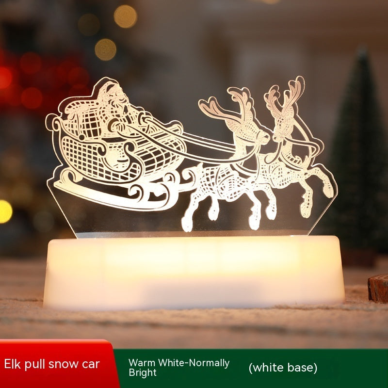 3D Christmas LED Acrylic Night Light – Warm White Holiday Decor Lamp