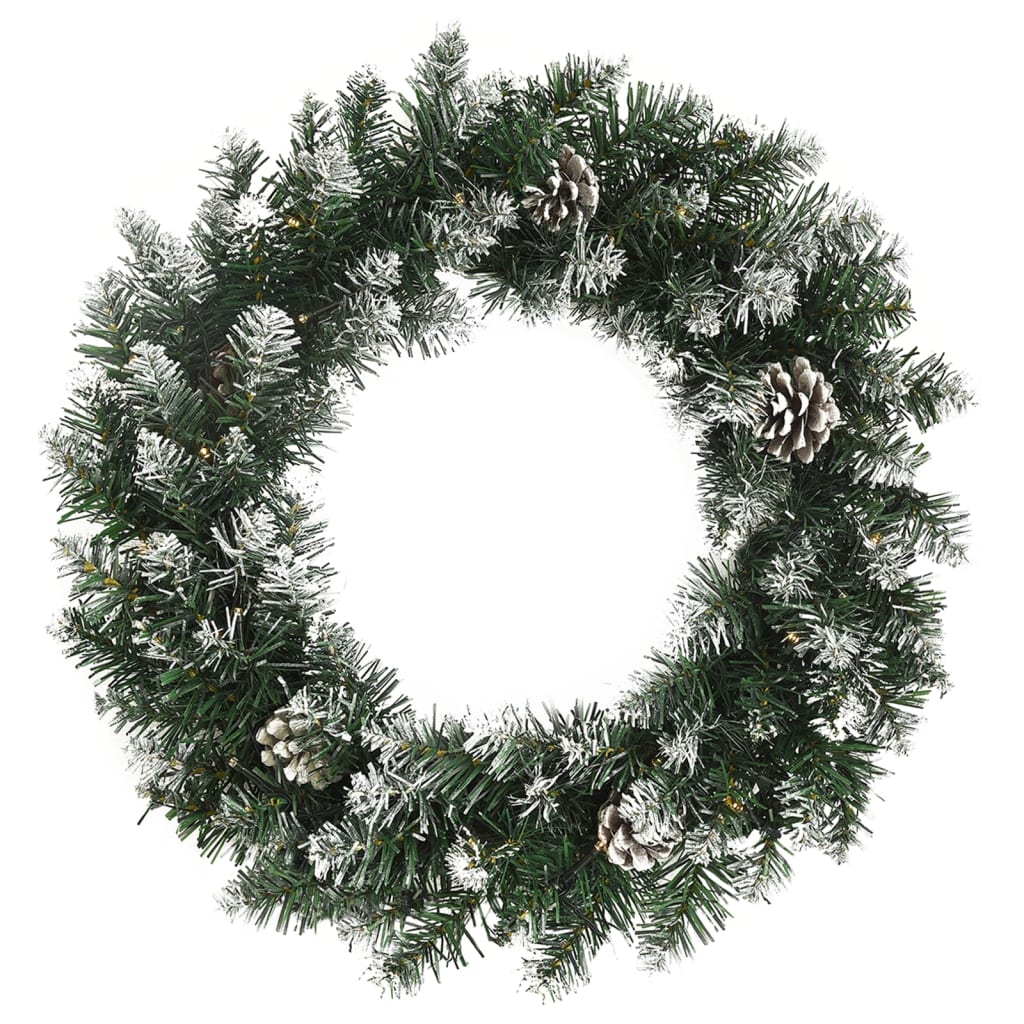 Christmas Wreath with 20 LED Lights – Snow-Dusted PVC Wreath (45/60 cm)