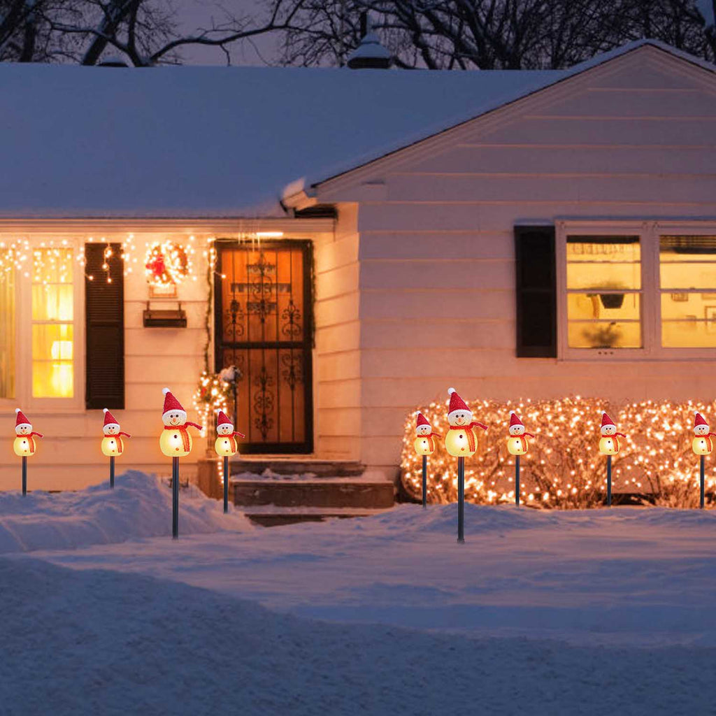 Solar-Powered Christmas Snowman Garden Lights – 3-Piece Warm White LED Waterproof Outdoor Holiday Stakes